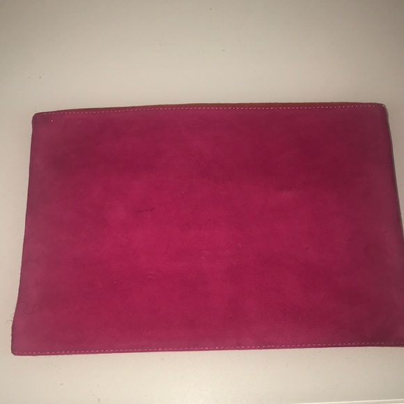 BCBGMAXAZRIA Pink and Orange Suede Envelope Clutch - Picture 3 of 3